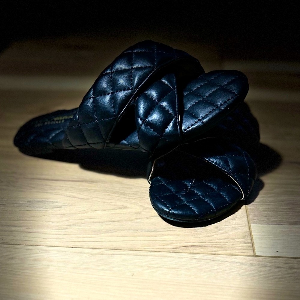 Black Quilted Sandals